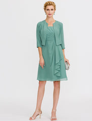 Aimishang A-Line Mother of the Bride Dress Formal Elegant Two Piece Strap Short / Mini Chiffon Sleeveless yes with Pleats Beading