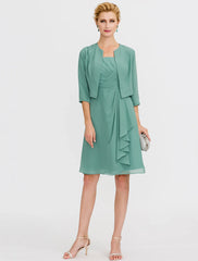 Aimishang A-Line Mother of the Bride Dress Formal Elegant Two Piece Strap Short / Mini Chiffon Sleeveless yes with Pleats Beading