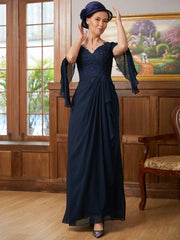 Aimishang A-Line/Princess Chiffon Applique V-neck Long Sleeves Floor-Length Mother of the Bride Dresses