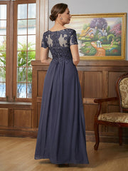Aimishang A-Line/Princess Chiffon Applique V-neck Short Sleeves Floor-Length Mother of the Bride Dresses