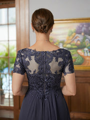 Aimishang A-Line/Princess Chiffon Applique V-neck Short Sleeves Floor-Length Mother of the Bride Dresses