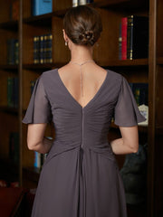 Aimishang A-Line/Princess Chiffon Ruched V-neck Short Sleeves Floor-Length Mother of the Bride Dresses