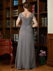Aimishang A-Line/Princess Chiffon Applique Sweetheart Short Sleeves Floor-Length Mother of the Bride Dresses