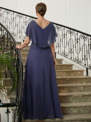 Aimishang A-Line/Princess Chiffon Beading V-neck Short Sleeves Asymmetrical Mother of the Bride Dresses