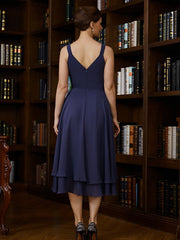 Aimishang A-Line/Princess Chiffon Ruched V-neck Sleeveless Tea-Length Mother of the Bride Dresses