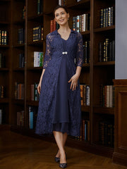 Aimishang A-Line/Princess Chiffon Ruched V-neck Sleeveless Tea-Length Mother of the Bride Dresses