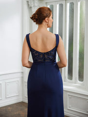 Aimishang Sheath/Column Stretch Crepe Ruched V-neck Sleeveless Floor-Length Mother of the Bride Dresses