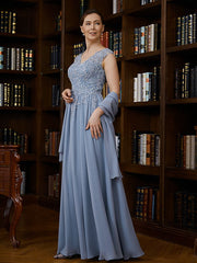Wholesale A-Line/Princess Chiffon Applique V-neck Sleeveless Floor-Length Mother of the Bride Dresses