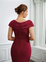 Aimishang Sheath/Column Jersey Ruched V-neck Short Sleeves Floor-Length Mother of the Bride Dresses