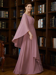 Aimishang A-Line/Princess Chiffon Ruched V-neck 3/4 Sleeves Floor-Length Mother of the Bride Dresses