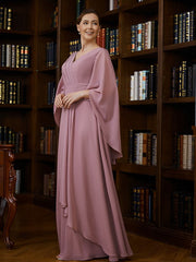 Aimishang A-Line/Princess Chiffon Ruched V-neck 3/4 Sleeves Floor-Length Mother of the Bride Dresses