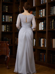 Aimishang Sheath/Column 30D Chiffon Beading V-neck 3/4 Sleeves Floor-Length Mother of the Bride Dresses