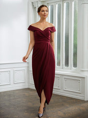 Aimishang Sheath/Column Stretch Crepe Ruched Off-the-Shoulder Sleeveless Floor-Length Mother of the Bride Dresses