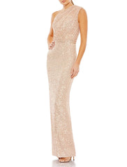 Sheath / Column Evening Gown Elegant Dress Formal Prom Floor Length Sleeveless One Shoulder Sequined with Sequin