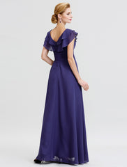 Aimishang A-Line Mother of the Bride Dress Formal Open Back Elegant V Neck Floor Length Chiffon Short Sleeve No with Sash / Ribbon Crystal Brooch