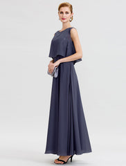 Aimishang  A-Line Mother of the Bride Dress Formal Open Back Two Piece Jewel Neck Ankle Length Chiffon Sequined Sleeveless with Sashes / Ribbons Beading
