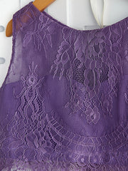 Two Piece A-Line Maxi Chiffon Lace Flower Girl Dress with Pleats