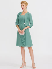 Aimishang A-Line Mother of the Bride Dress Formal Elegant Two Piece Strap Short / Mini Chiffon Sleeveless yes with Pleats Beading