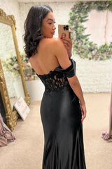 Off The Shoulder Tight Long Prom Dress Black Ruched