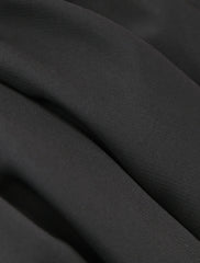 A-Line Evening Gown Empire Black Dress Plus Size Holiday Wedding Guest Floor Length Long Sleeve V Neck Chiffon V Back with Slit Pure Color