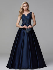 Aimishang Ball Gown Peplum Quinceanera Formal Evening Dress V Neck Sleeveless Floor Length Lace with Bow(s) Beading