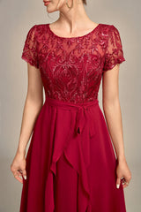 Sparkly Asymmetrical Sequin Mother of Bride Dress with Appliques