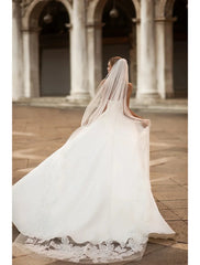 Aimishang Hall Simple Wedding Dresses A-Line Off Shoulder Long Sleeve Court Train Satin Bridal Gowns With Split Front Solid Color