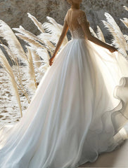 Wholesale Beach Formal Wedding Dresses A-Line Off Shoulder Short Sleeve Court Train Chiffon Bridal Gowns With Pleats Beading