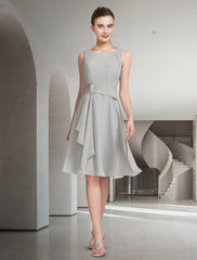 Aimishang  Two Piece A-Line Mother of the Bride Dress Church Elegant Jewel Neck Knee Length Chiffon Sleeveless with Pleats Ruched
