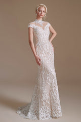 Vintage Long Mermaid Lace Wedding Dress With Sleeves