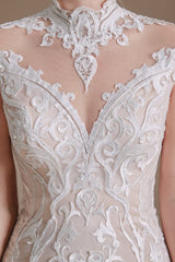 Vintage Long Mermaid Lace Wedding Dress With Sleeves