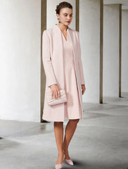Aimishang Two Piece A-Line Mother of the Bride Dress Wedding Guest Church Elegant V Neck Knee Length Chiffon Short Sleeve Jacket Dresses with Solid Color Fall