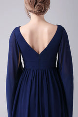 A-Line V-Neck Chiffon Floor-Length Mother Of the Bride Dress With Pleated