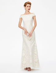 Aimishang Sheath / Column Mother of the Bride Dress Elegant Off Shoulder Floor Length Lace Short Sleeve No with Lace