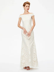 Aimishang Sheath / Column Mother of the Bride Dress Elegant Off Shoulder Floor Length Lace Short Sleeve No with Lace