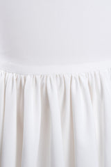 White A-Line Cap Sleeves Flower Girl Dress with Pleated Ruffles