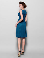 Aimishang  A-Line Mother of the Bride Dress Wrap Included V Neck Knee Length Chiffon 3/4 Length Sleeve with Criss Cross Side Draping Flower