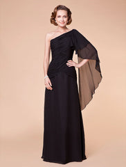 Aimishang A-Line Mother of the Bride Dress Floral One Shoulder Floor Length Chiffon Sleeveless with Criss Cross Side Draping Flower