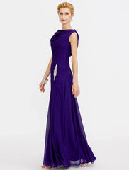 Aimishang Sheath / Column Mother of the Bride Dress Color Block Lace Up Cowl Neck Ankle Length Chiffon Charmeuse Sleeveless with Criss Cross Beading