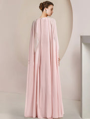 Aimishang A-Line Mother of the Bride Dress Formal Wedding Guest Elegant Scoop Neck Floor Length Chiffon Sleeveless with Sash / Ribbon Flower