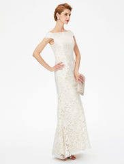 Aimishang Sheath / Column Mother of the Bride Dress Elegant Off Shoulder Floor Length Lace Short Sleeve No with Lace