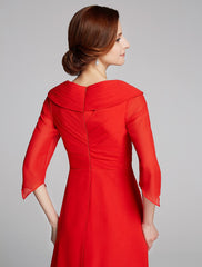 Aimishang A-Line Mother of the Bride Dress Elegant V Neck Floor Length Chiffon Half Sleeve with Pleats Appliques