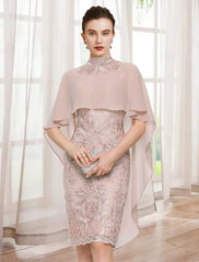 Aimishang  Sheath / Column Mother of the Bride Dress Elegant Jewel Neck Knee Length Chiffon Lace Sleeveless with Appliques