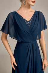 A-Line Asymmetrical Sequins Mother of the Bride Dress With Beading