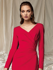 Aimishang  Mermaid / Trumpet Mother of the Bride Dress Elegant V Neck Sweep / Brush Train Stretch Fabric Long Sleeve with Buttons Side-Draped