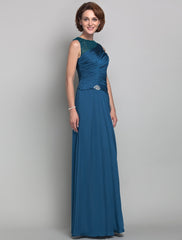 Aimishang Sheath / Column Mother of the Bride Dress Vintage Inspired Jewel Neck Floor Length Satin Chiffon Sleeveless with Beading