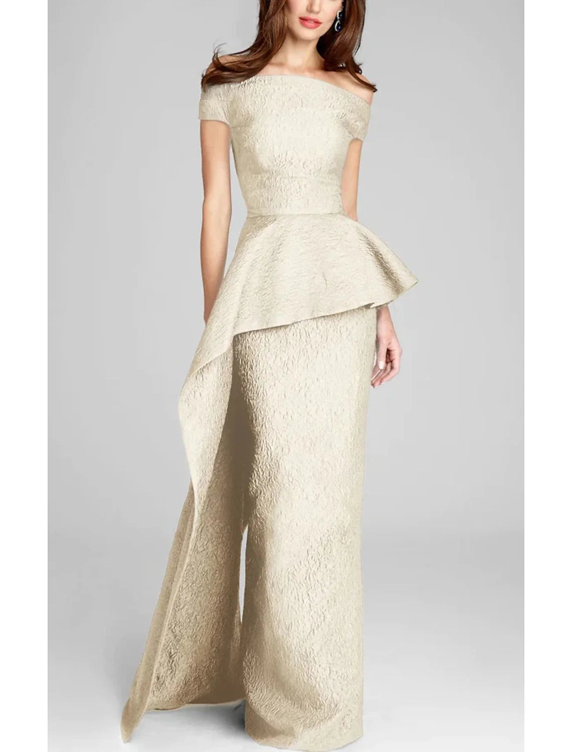 Aimishang Sheath / Column Evening Gown Elegant Dress Formal Prom Floor Length Sleeveless Off Shoulder Polyester with Floral Print