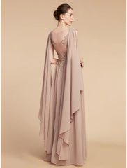 Aimishang  A-Line Mother of the Bride Dress Wedding Guest Elegant V Neck Ankle Length Chiffon Lace Sleeveless with Ruching Solid Color