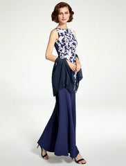 Aimishang  Mermaid / Trumpet Mother of the Bride Dress Jewel Neck Floor Length Chiffon Lace Sleeveless with Lace