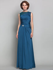 Aimishang Sheath / Column Mother of the Bride Dress Vintage Inspired Jewel Neck Floor Length Satin Chiffon Sleeveless with Beading